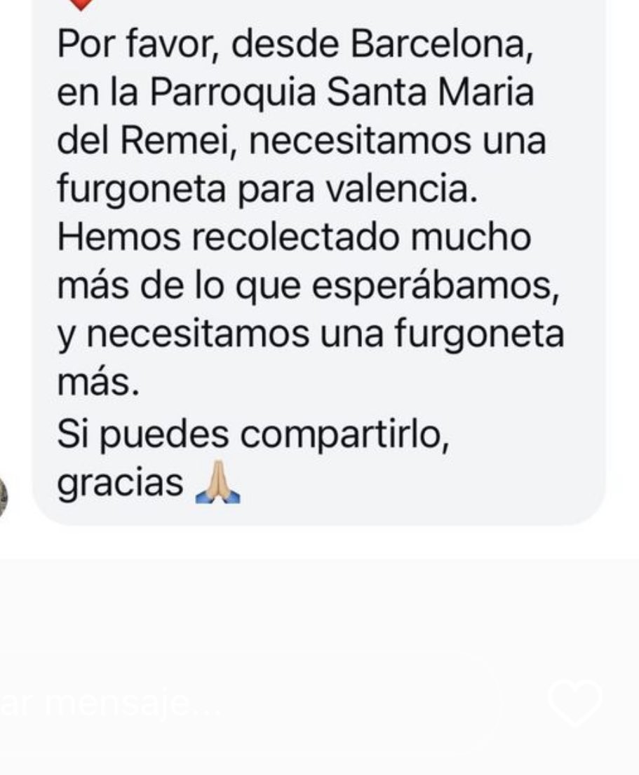 BARCELONA en la parroquia santa maría del remei necesitan una furgoneta más para llevar todo a valencia ‼️‼️‼️ @/mireia_barreda