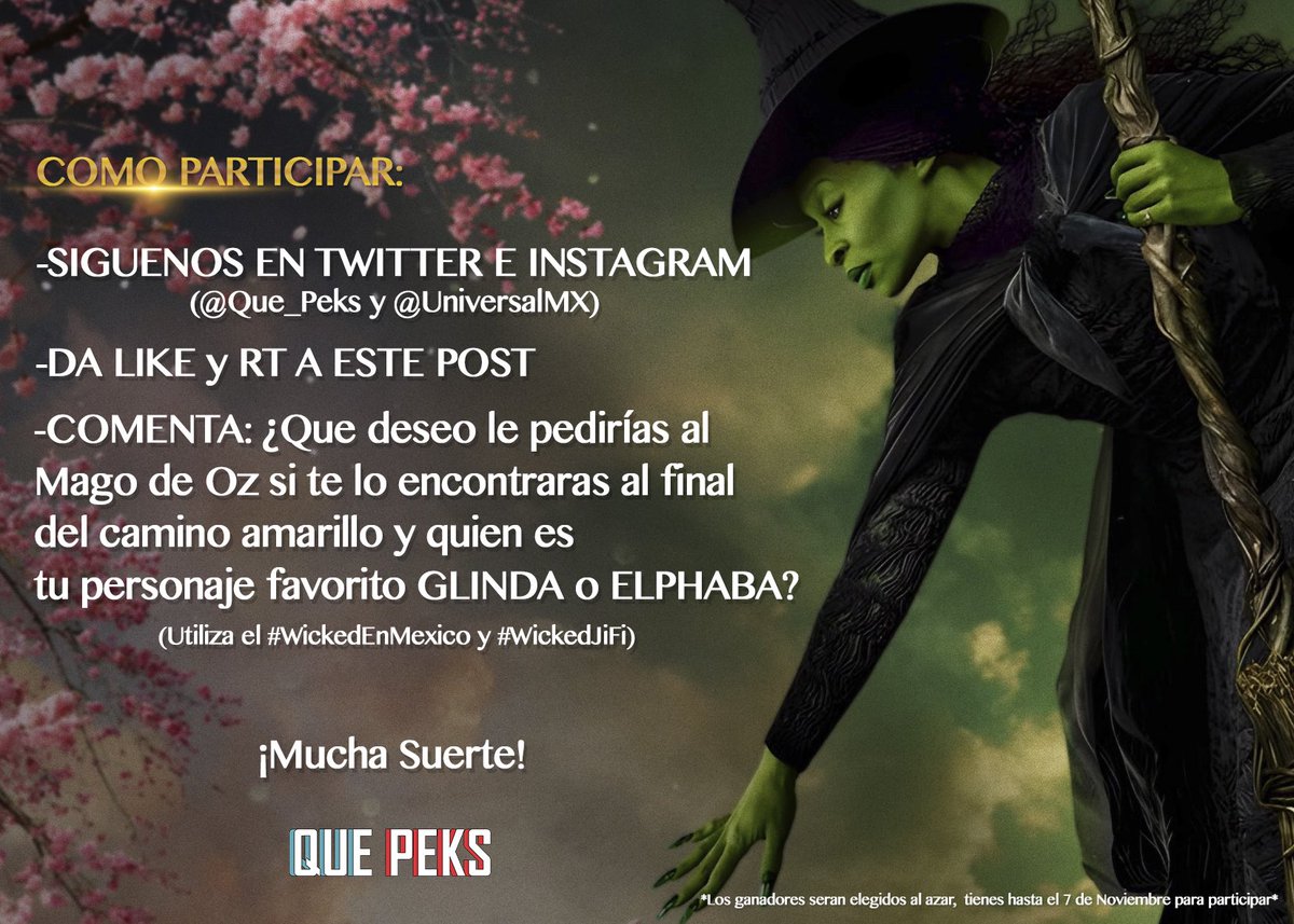 ¡La magia de WICKED conquistará la Ciudad de México y tú puedes formar parte de este inolvidable y fantástico momento!✨🇲🇽

Gracias a <a href="/UniversalMX/">Universal Pictures México</a> tenemos BOLETOS SENCILLOS para que vivas esta experiencia como nunca 🧙

¡Sigue las instrucciones y mucha suerte!💫🍀