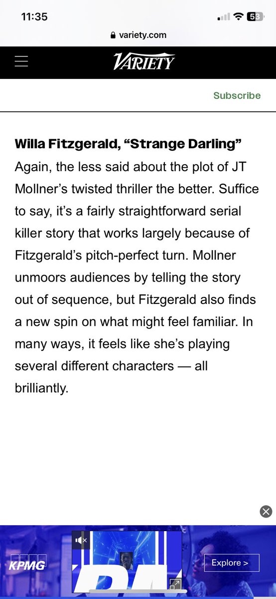 Dan Mirvish (@danmirvish) on Twitter photo Very nice of <a href="/Variety/">Variety</a> to recognize <a href="/willafitz/">Willa Fitzgerald</a> as an #Oscar contender for #StrangeDarling!!!! (Between her and #JohnMagaro in #September5 will it be #OscarSo18andaHalfCast ??). #OscarSoWilla congrats to <a href="/jtmollner/">JT Mollner</a> !!! Very nice of <a href="/Variety/">Variety</a> to recognize <a href="/willafitz/">Willa Fitzgerald</a> as an #Oscar contender for #StrangeDarling!!!! (Between her and #JohnMagaro in #September5 will it be #OscarSo18andaHalfCast ??). #OscarSoWilla congrats to <a href="/jtmollner/">JT Mollner</a> !!!