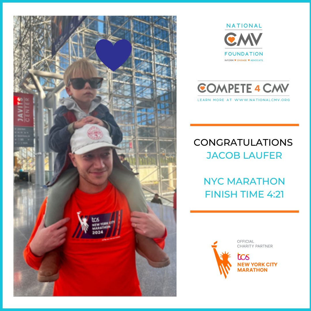 NationalCMV's tweet photo. Congratulations to Jacob Laufer! π
Our first #Compete4CMV runner has completed the 2024 TCS @nycmarathon in 4:21!
Thank you for running for @nationalcmv!
#StopCMV #MilesForMiloπ https://t.co/T1jf0XYhlb