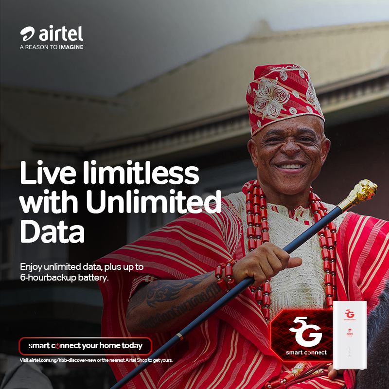 What will you do with UNLIMITED data and up to 6-hour backup battery?

Smart Connect now and make it happen: airtel.com.ng/hbb-discover-n…  

#LiveLimitlessWithUnlimitedData
#UnlimitedData #LiveLimitless
#Airtel5G