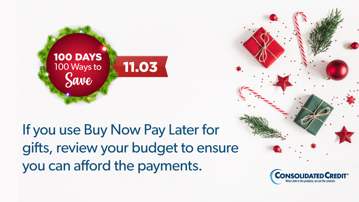 🎄 #100Days100Ways Personal Finance Tip of the Day!
❤️‍&amp; share for your chance to win $100
🎅For more #HolidayTips, check out our Holiday Survival Guide:ow.ly/setH50Tp7H1

💰 #WINMONEY #100Days100WaysContest #ConsolidatedCredit #DebtMangement #DebtSucks ☎️1-844-450-1789