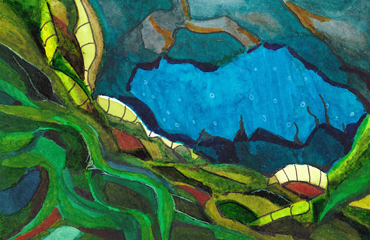 ullahe's tweet photo. Abstract landscape, painted with #watercolorinks
#painting #traditionalart #ecoline #colorex https://t.co/dmi1S71Nne