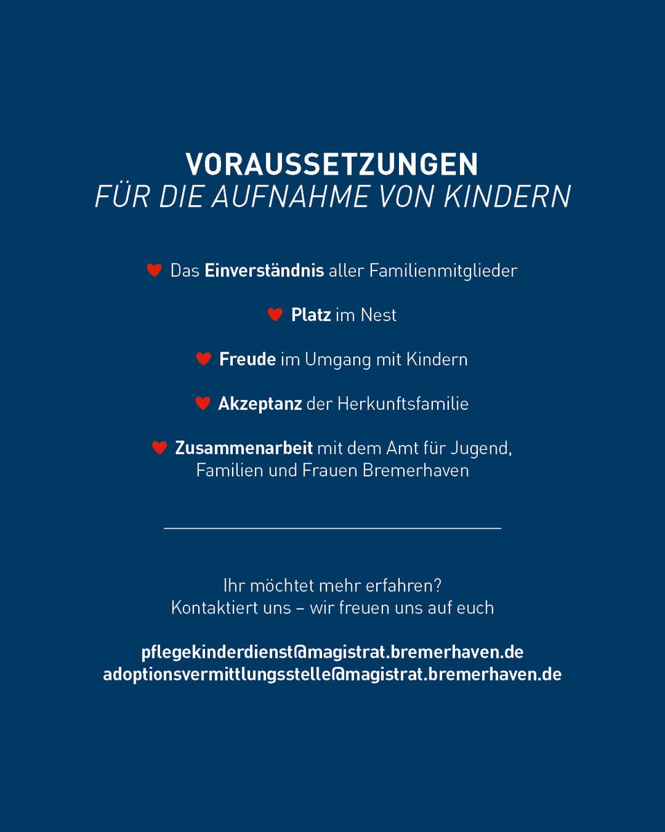bremerhaven_de's tweet photo. Manchmal brauchen #Kinder mehr als ein Dach über dem Kopf – sie brauchen Menschen, die ihnen zeigen, was Liebe, Sicherheit und Geborgenheit bedeuten.  Als Pflege- oder #Adoptivfamilie könnt ihr genau diese Chance bieten.🙏
ℹ️ Mehr Infos: 🔗https://t.co/gMiJ5DpzUX
#BHVInfo https://t.co/yDTxMB1BLf