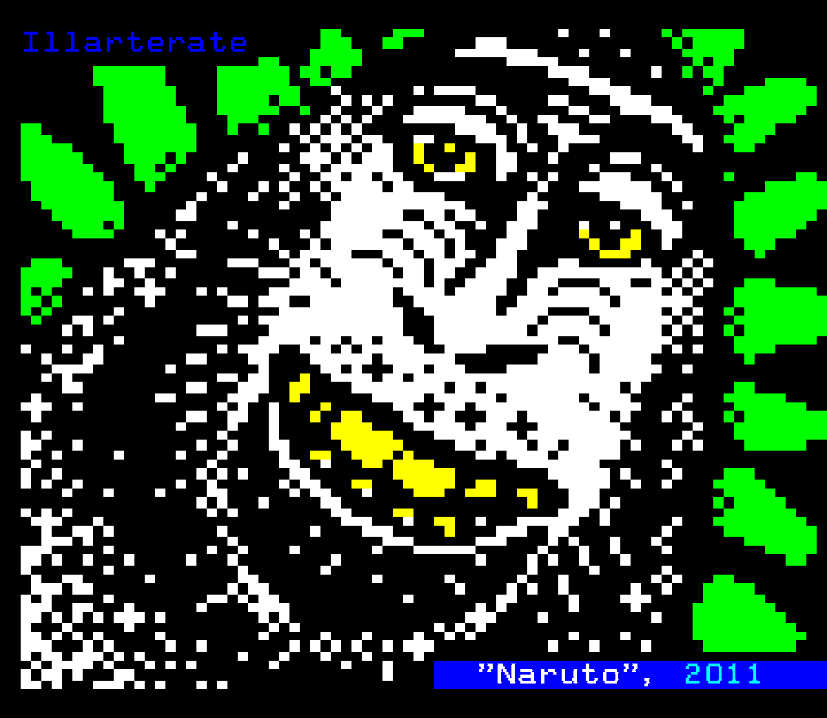 illarterate's tweet photo. Well, I've now featured all the #teletext50 exhibition artists, except me. So I dunno, think I'd better dump some of my stuff here... 🤷😁

The event will be on 🇫🇮 Yle Text for one more week until 11th November 2024!

https://t.co/B99RxkhD6e

#teletext #ceefax #pixelart #textmode https://t.co/9MhS7MZcg3