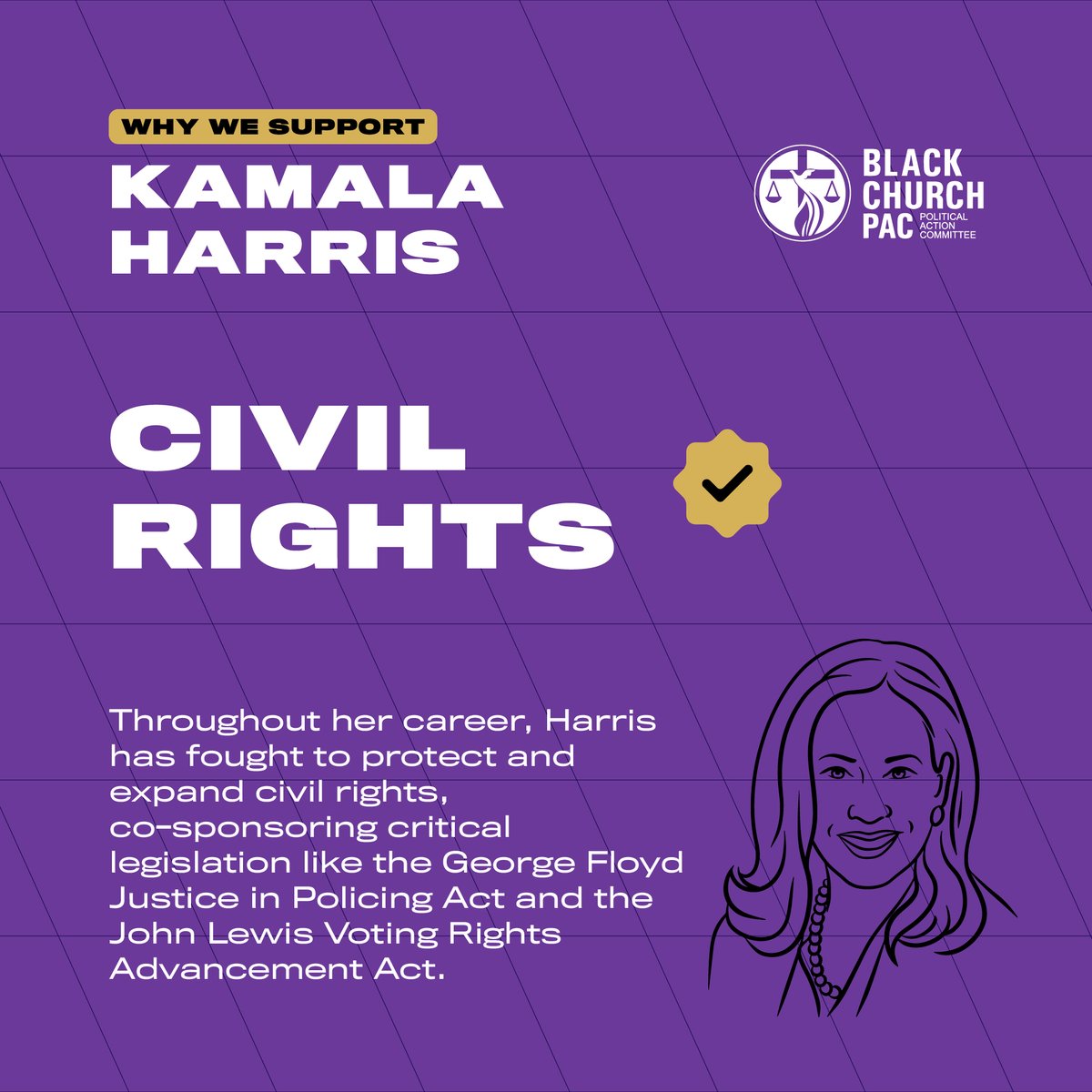 🗳️ We need leaders who will continue to fight for equality, and Kamala has proven she’s up for the challenge.

👉🏾 Pledge to vote or check your voter status at blackchurchpac.org/vote.