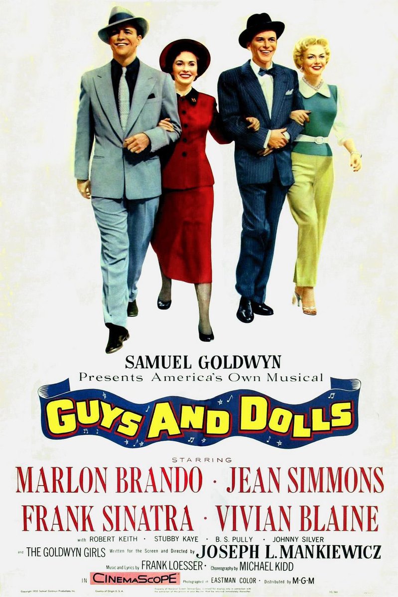 FilmNewsNos's tweet photo. 🎬MOVIE HISTORY: 69 years ago today, November 3, 1955, the movie ‘Guys and Dolls’ opened in theaters!

#MarlonBrando #JeanSimmons #FrankSinatra #VivianBlaine #StubbyKaye #BSPully #JohnnySilver #RobertKeith #SheldonLeonard #DannyDayton #GeorgeEStone #RegisToomey #JosephLMankiewicz https://t.co/PjJnXMGpPz