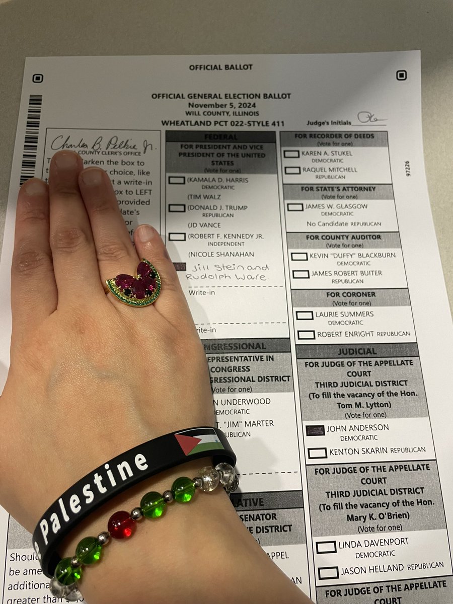 fzkhann's tweet photo. Casted my vote for this #USElection2024 @DrJillStein @ButchWare standing for truth, justice and most importantly advocating for an #ArmsEmbargoNow #CeasefireNOW  #GazaGenocide‌ it is time to make a stand for a third party choice in our political system - if not now then when https://t.co/WDOeADzami