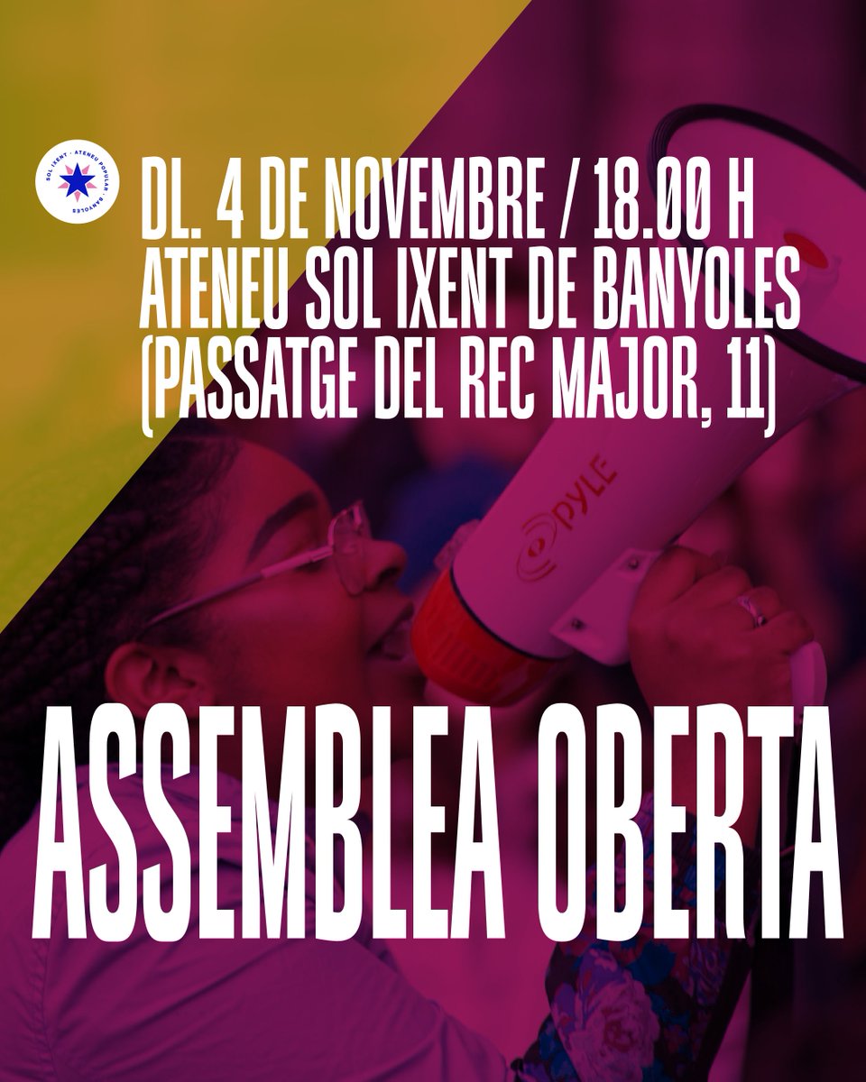 ateneusolixent's tweet photo. Demà dilluns 4 de novembre hi ha assemblea.

No hi falteu! https://t.co/fexnGGsVCq