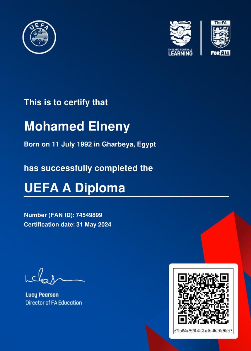 ElNennY's tweet photo. So proud to announce that I have successfully earned my UEFA A License ⚽️🎓 I am grateful for the opportunity to develop my coaching skills and knowledge and I’m very excited for the journey ahead as I continue to grow and make a positive impact in the world of football! @UEFA @PFA