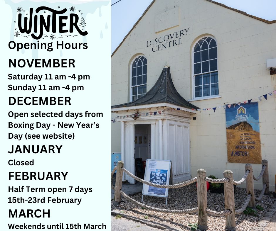We hope you’ll visit us at West Bay Discovery Centre soon! But before you do, please be aware of our new winter opening hours: