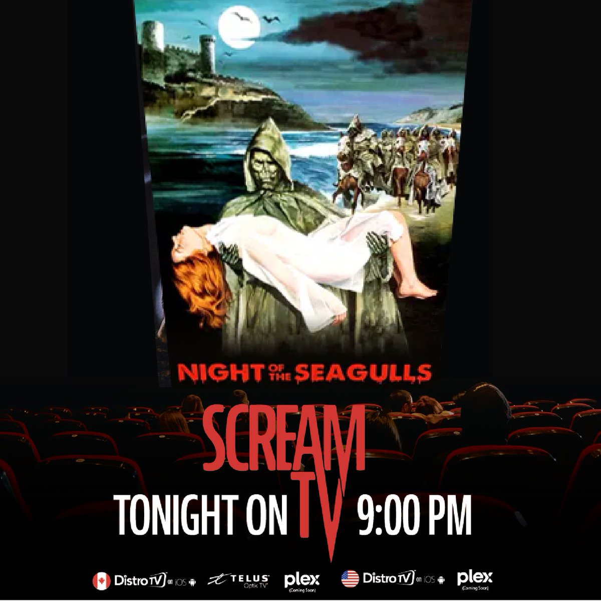wearescreamtv's tweet photo. ππ Ancient terror rises by the seaβ¦
Tonight at 9 PM EDT, brace yourself for the eerie horror of Night of the Seagulls! π±π
Watch the nightmare unfold, only on Scream TV! πΊπ©Έ
#NightOfTheSeagulls #HorrorClassic #ScreamTV #UndeadHorror #CoastalNightmares https://t.co/JLTE6EUL49