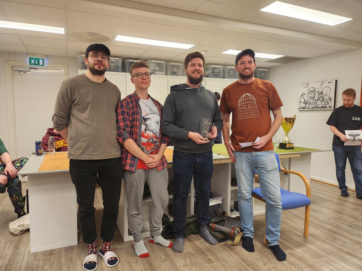 GVedeld's tweet image. 2d6 Carnage 2024 is over. Yet again we have a non-Norwegian on the very top of the list! Three players go 5-0. 70 people started out yesterday. Thanks to everyone for a great show-up!

@AosNorway #Spillforeningen2d6