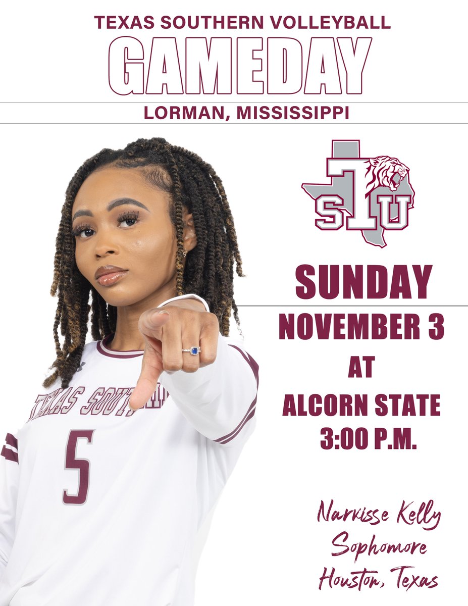 Texas Southern University (TSU) Athletics (@txsotigers) on Twitter photo Our <a href="/TXSOVolleyball/">Texas Southern Volleyball</a> team is back in action for the start of a quick road trip - we start off in Lorman, Miss. at <a href="/BRAVESSPORTS/">Alcorn Braves Athletics</a> today at 3 p.m.! Our <a href="/TXSOVolleyball/">Texas Southern Volleyball</a> team is back in action for the start of a quick road trip - we start off in Lorman, Miss. at <a href="/BRAVESSPORTS/">Alcorn Braves Athletics</a> today at 3 p.m.!