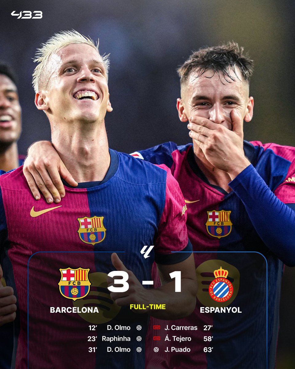 433's tweet photo. Barcelona crown themselves 𝑲𝑰𝑵𝑮𝑺 𝑶𝑭 𝑪𝑨𝑻𝑨𝑳𝑼𝑵𝒀𝑨 👑 https://t.co/nTdFTMXKV8