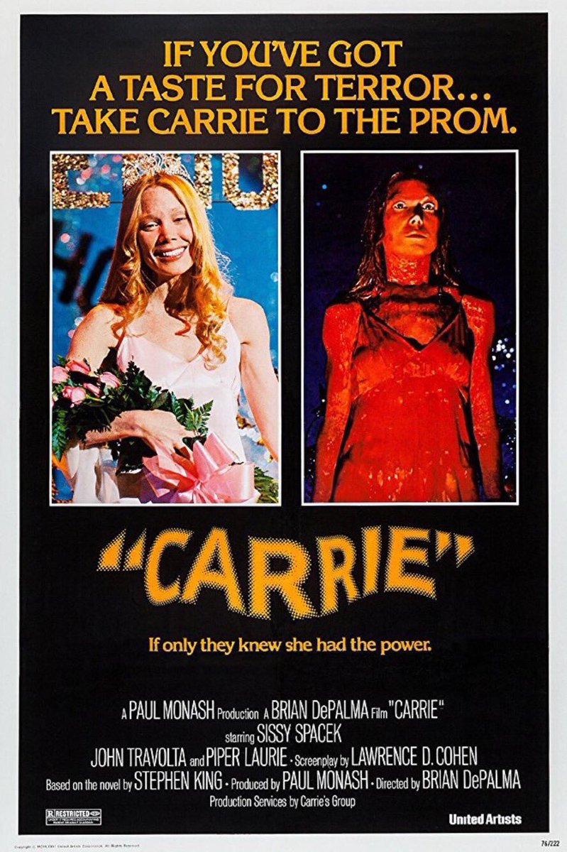 FilmNewsNos's tweet photo. 🎬MOVIE HISTORY: 48 years ago today, November 3, 1976, the movie ‘Carrie’ opened in theaters!
#SissySpacek #PiperLaurie #AmyIrving #WilliamKatt @BettyBuckley #NancyAllen #JohnTravolta #PJSoles #SydneyLassick #StefanGierasch #PriscillaPointer @EdieMcClurg #StephenKing https://t.co/TGz3Y8Ij7n