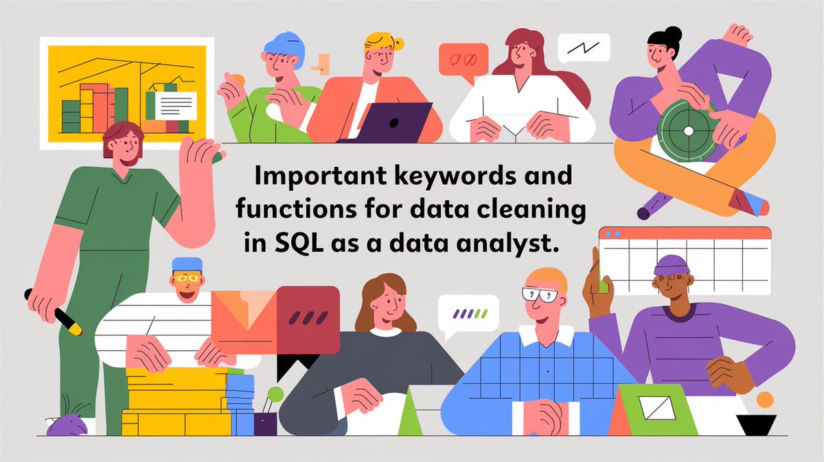 ujjwal717's tweet image. You will need to clean data in an extensive manner when you are working as a data analyst. Generally, you will be using SQL for data cleaning as a data analyst.
Let's discuss that in this thread.
#DataCleaning #SQLFunctions #DataQuality #SQLTips #DataPreparation #SQLSkills…