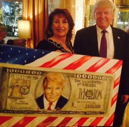 AlexiAllens's tweet photo. Stand with Trump!   "Trump is One In a Million!"  
-a Painting of him on a Million Dollar Bill 
 President Donald J. Trump  Yelled out- "I LOVE it! https://t.co/Pmh5HNPERT