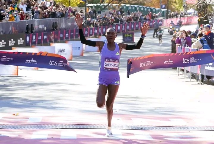 LiasonMedia's tweet photo. As Chelsea and Man United fight for glory, Kenyans have a reason to smile as our golden girls sweep 1, 2, 3 positions in New York City Marathon.

Sheila Chepkirui clinched victory in 2:24:35, followed by Hellen Obiri in second place and Vivian Cheruiyot in third.
@Arap_Nyasikera https://t.co/ywHT0OaKT9