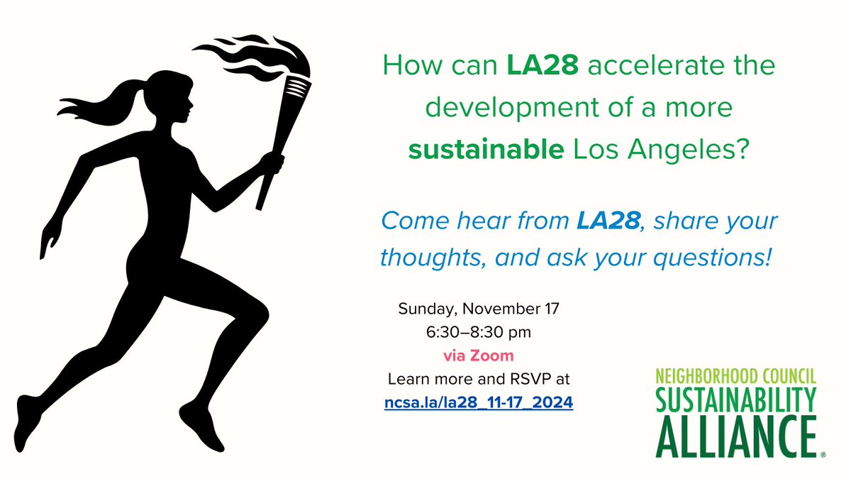 Join <a href="/LA28/">LA28</a> and us Sunday, November 17 to talk Olympics and #sustainability. Bring your thoughts and questions for a conversation. ncsa.la/la28_11-17_2024 #NextUpLA28 #LA28 #SustainableOlympics