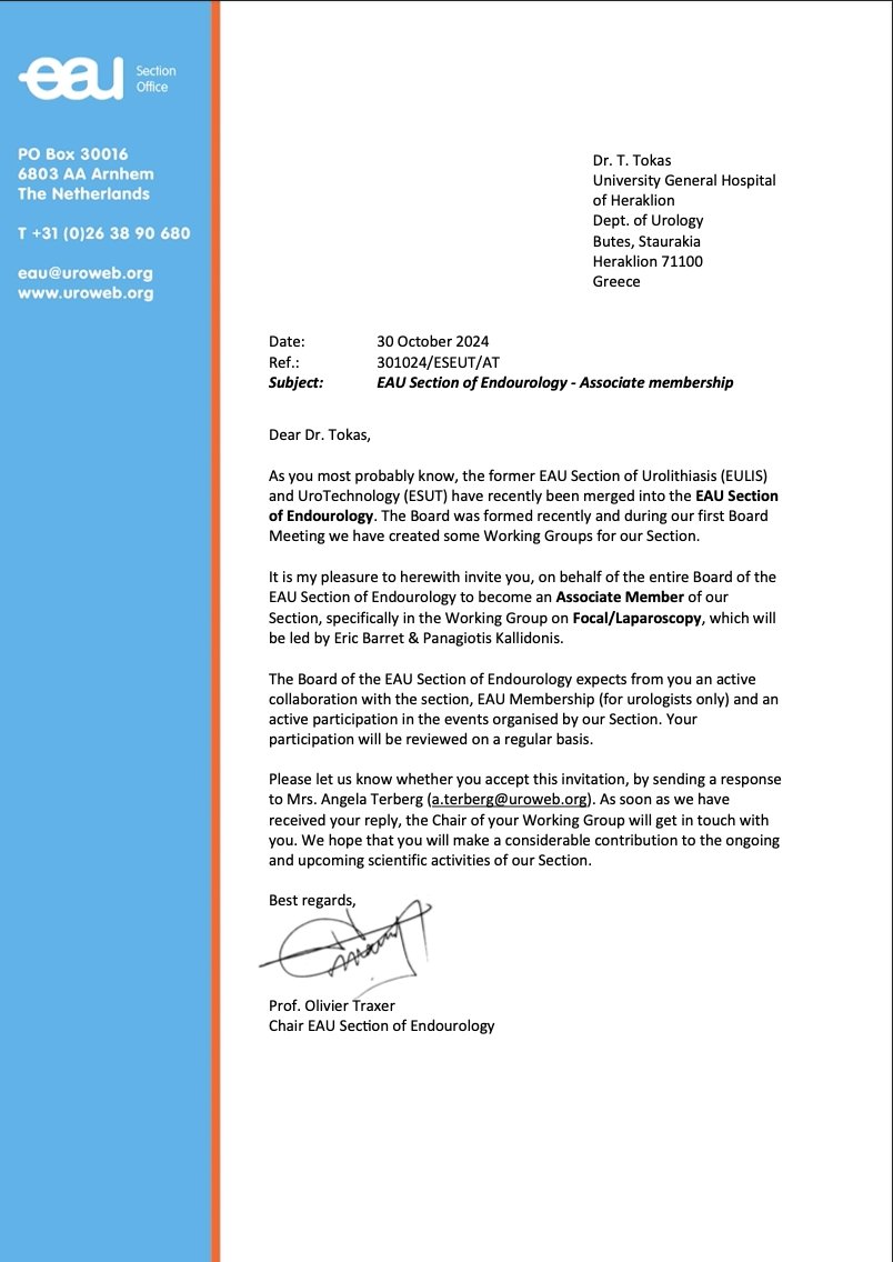 Theodoros Tokas (@theodorostokas) on Twitter photo A great honor for me to join the prestigious EAU Section of Endourology <a href="/OTRAXER/">Olivier Traxer</a> . After serving the <a href="/eauesut/">European Section of Uro-Technology (ESUT)</a> for some time, a new challenge awaits me in the focal/laparoscopy group. Great projects ahead. Thank you, <a href="/kallidonis_p/">PKallidonis</a> <a href="/barret_e/">Eric Barret</a> and <a href="/OTRAXER/">Olivier Traxer</a> . <a href="/Uroweb/">European Association of Urology (EAU)</a> <a href="/UrowebESU/">European School of Urology (EAU ESU)</a> A great honor for me to join the prestigious EAU Section of Endourology <a href="/OTRAXER/">Olivier Traxer</a> . After serving the <a href="/eauesut/">European Section of Uro-Technology (ESUT)</a> for some time, a new challenge awaits me in the focal/laparoscopy group. Great projects ahead. Thank you, <a href="/kallidonis_p/">PKallidonis</a> <a href="/barret_e/">Eric Barret</a> and <a href="/OTRAXER/">Olivier Traxer</a> . <a href="/Uroweb/">European Association of Urology (EAU)</a> <a href="/UrowebESU/">European School of Urology (EAU ESU)</a>