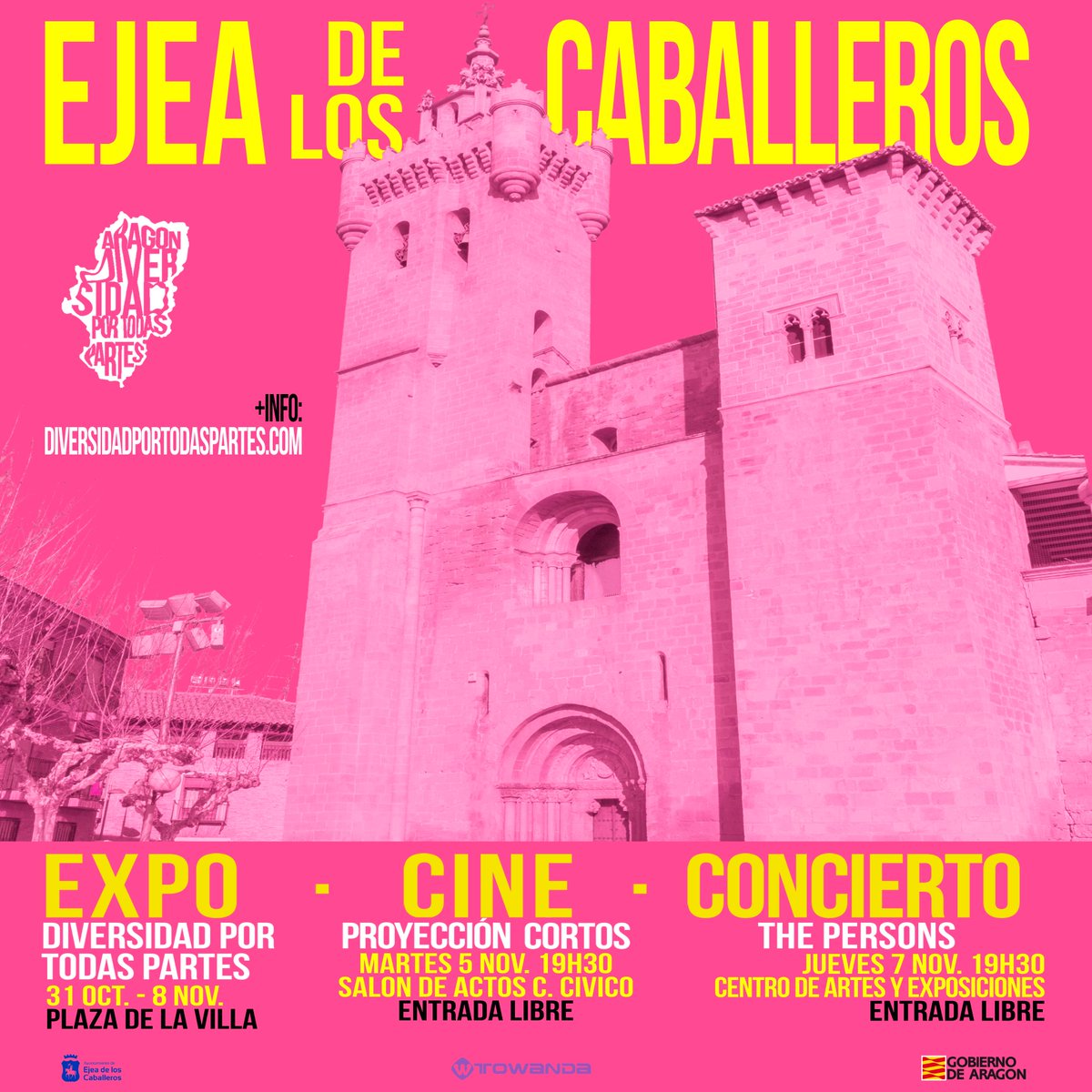 xtodaspartes's tweet photo. DiversidadPorTodasPartes llega a Ejea! No te pierdas:
- expo del 5 al 11 de noviembre
- este martes 5, siete cortometrajes
-  jueves 7, Persons con "FracasoShow, el musical"
Todo entrada libre: días para informarse, reír y disfrutar de la diversidad también en la cultura! https://t.co/qnmgDfUTN8