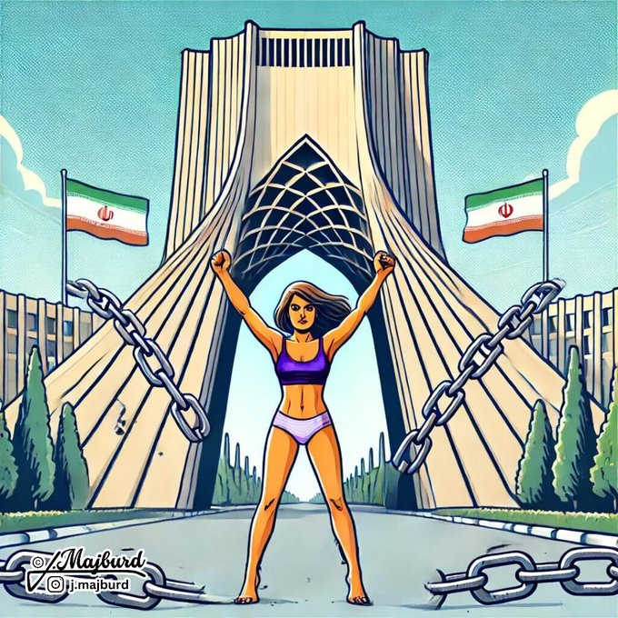 Icon of bravery Ahoo Daryaei (آهو_دریایی).
She is currently in a psychiatric ward but the Mullahs say she is a Zionist prostitute trying to overthrow Islamic regime with immorality.