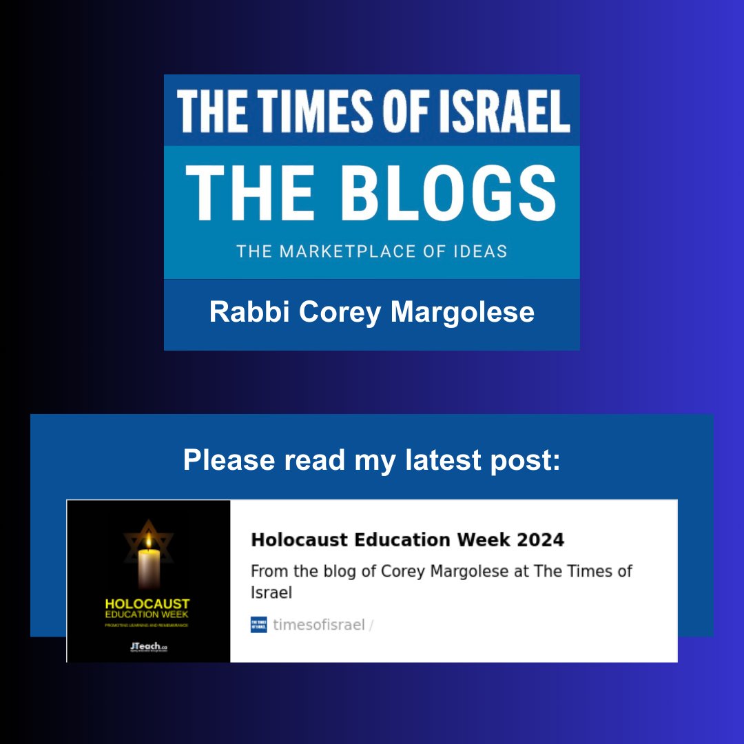 Please see my latest article about Holocaust Education Week.
blogs.timesofisrael.com/holocaust-educ…