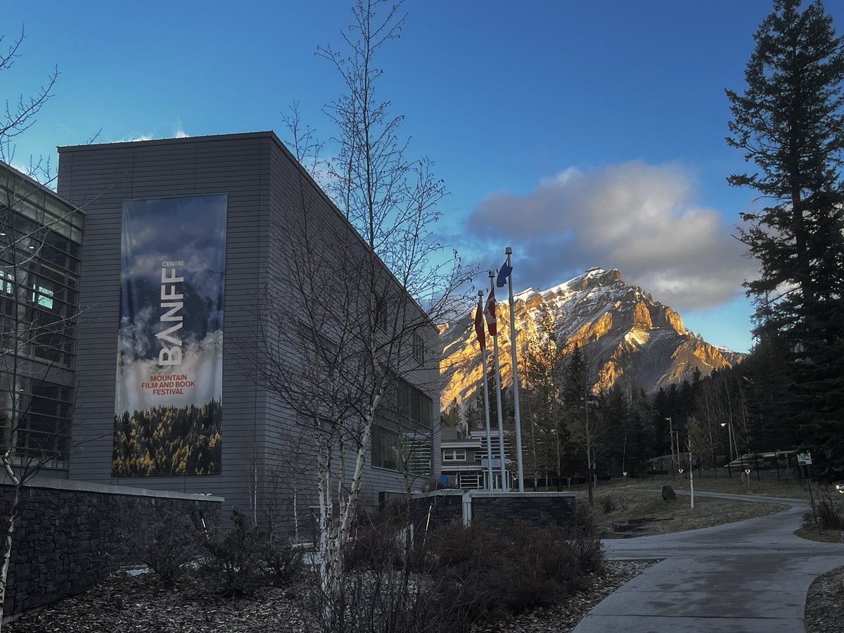 The mountains are shining beyond Banff Centre on the last day of the festival.