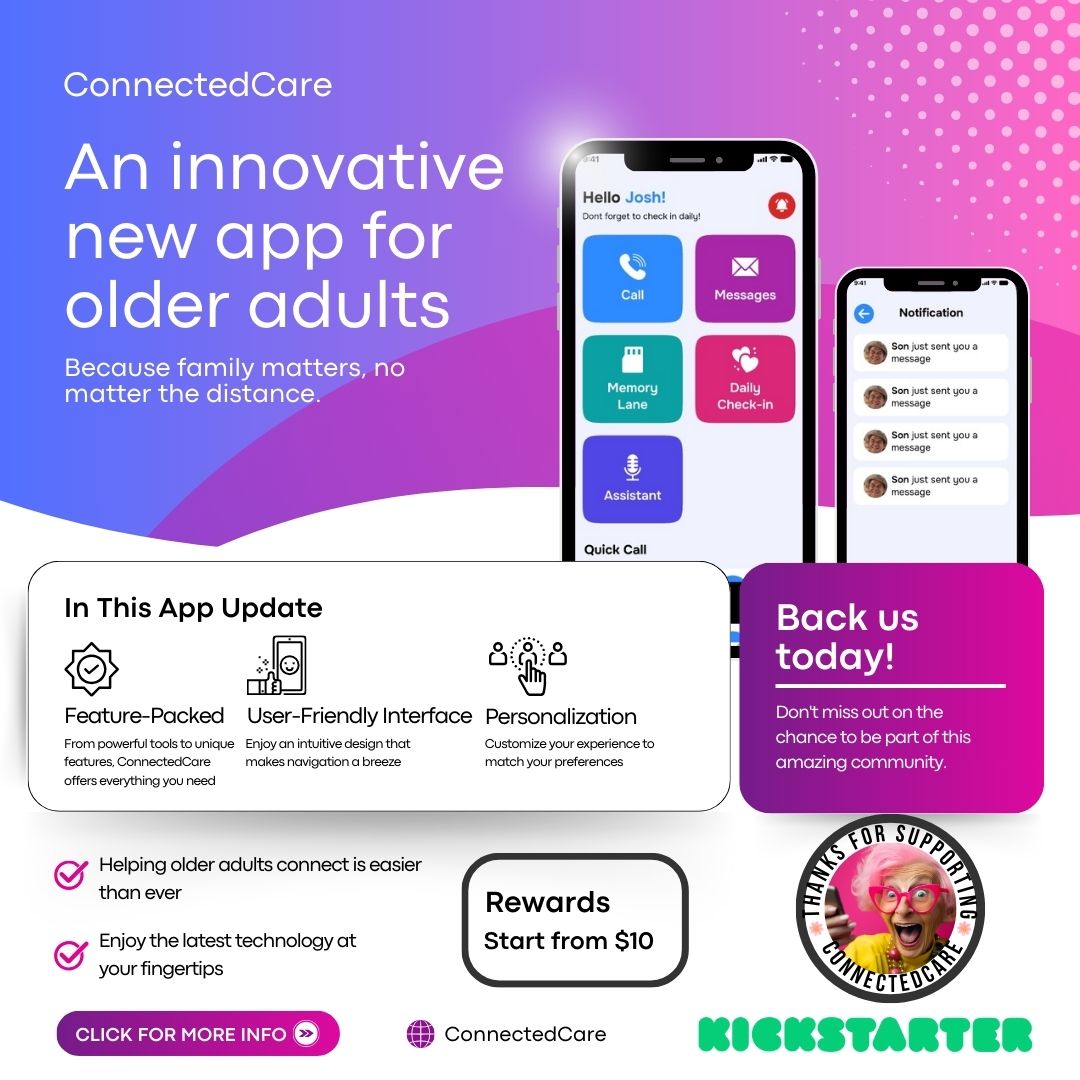 ConnectedCareNZ's tweet photo. Connecting generations, one tap at a time! ConnectedCare brings families closer and empowers older adults to stay engaged and connected—because family matters.
Help us bring this vision to life! Back us on Kickstarter: https://t.co/xgsK0RxJ30 https://t.co/A3VXPgzGTs