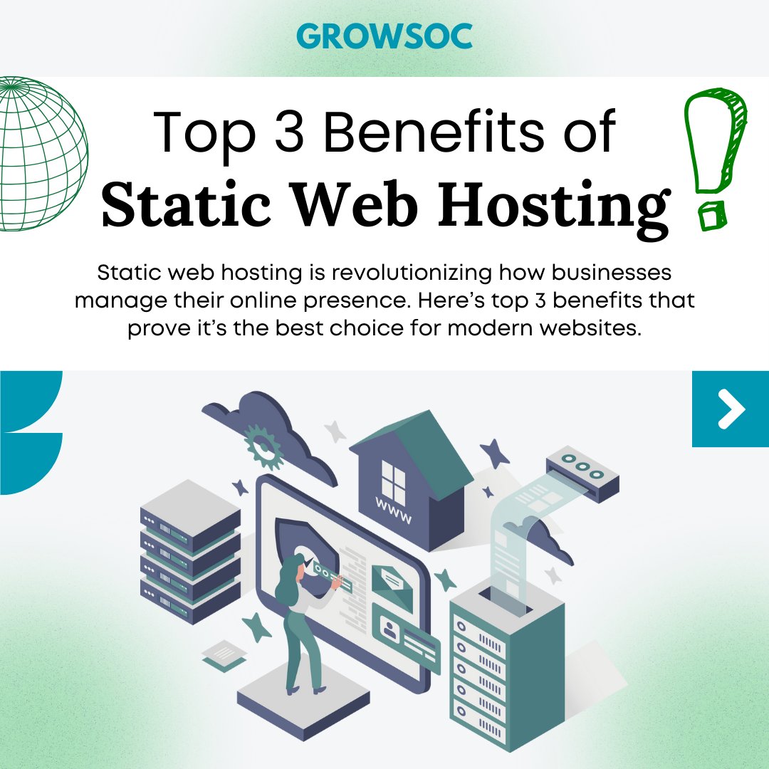 growsocsols's tweet photo. Unlock Your Siteโs Potential with Static Hosting ๐ A Thread ๐งต๐
Curious about how static site hosting can boost your website? Here are three reasons why itโs a smart choice!
#WebHosting #StaticWebHosting #DigitalStrategy
#BusinessGrowth #ITSolutions #ITConsultancy #ITServices https://t.co/x1GuRvNubd