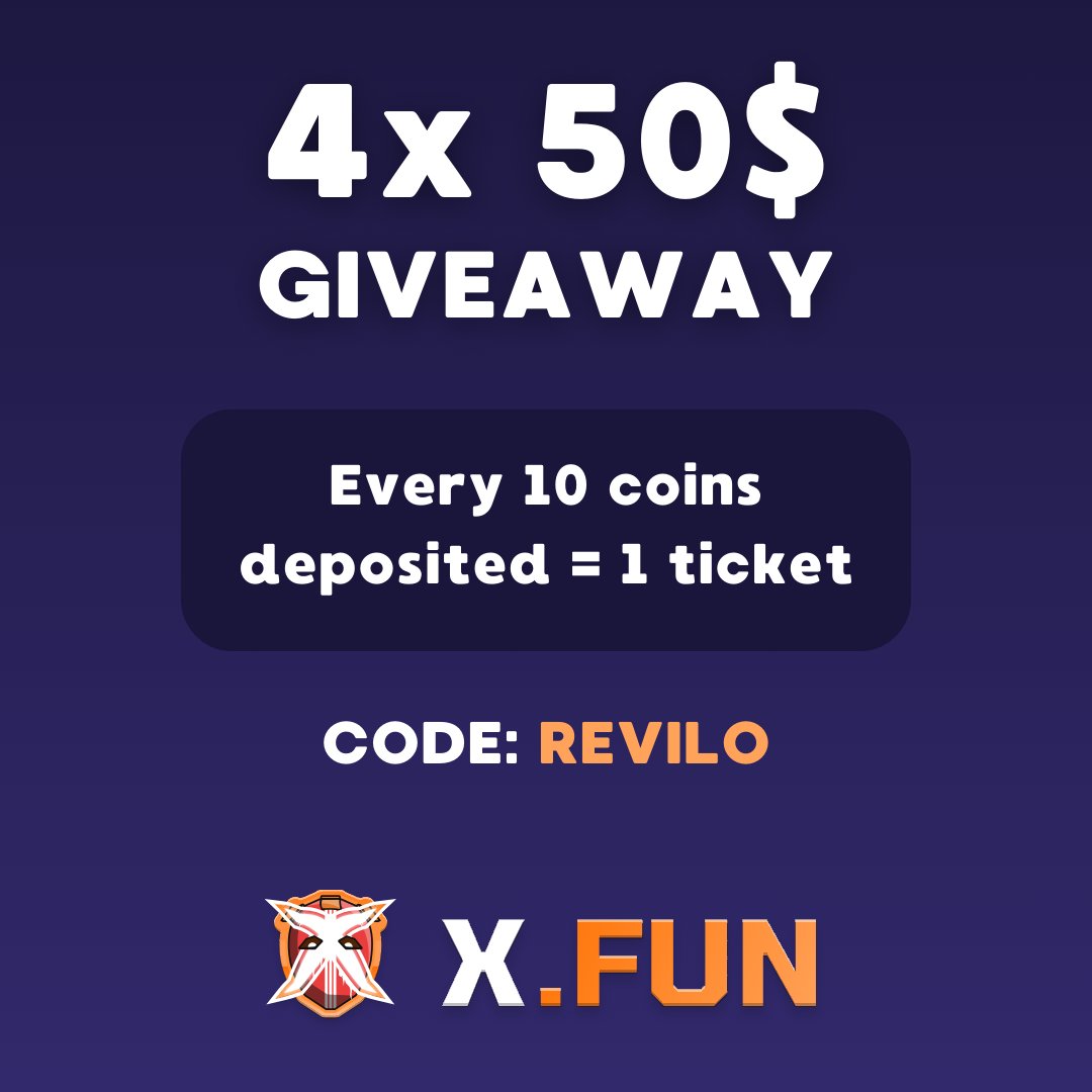🎃 4x 50$ GIVEAWAY ON <a href="/xdotfun/">CSGOWin.com</a> 🎃
• Use code REVILO
• Every 10 coins deposit = 1 ticket 🎟️
• Retweet and tag friend for 15$
• Ends in 7 days! Good Luck ☘️
• x.fun/r/revilo
