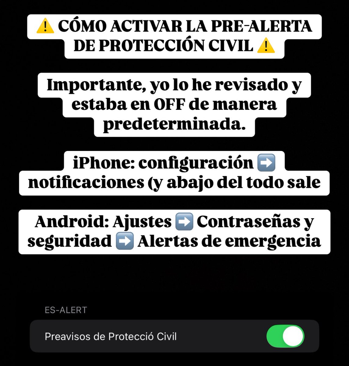 ⚠️ 𝗔𝗖𝗧𝗜𝗩𝗔𝗥 𝗔𝗟𝗘𝗥𝗧𝗔𝗦

#Valencia #Dana #Difusion #Alerta  #ComunidadValenciana