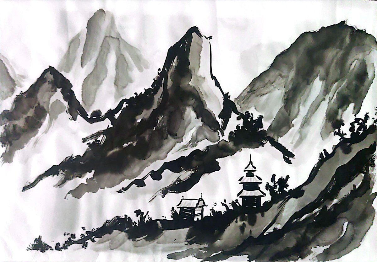 Moppy500's tweet photo. Had the opportunity to try chinese ink for the first time, I have to say I really like it !

#chinese #ink #painting https://t.co/AkUaej5Ftn