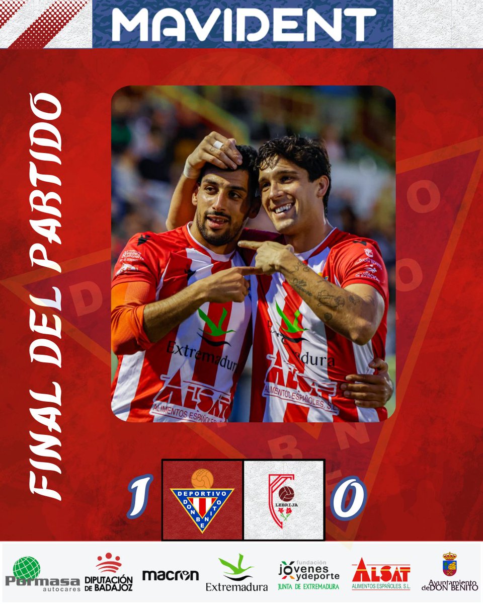 FINAAAAAAAAAAAAL SUMAMOSS UNOS IMPORTANTÍSIMOS TRES PUNTOS EN EL VICENTE SANZ!!!

CD Don Benito 1⃣ - 0⃣ Atlético Antoniano

⚽️ Oussama