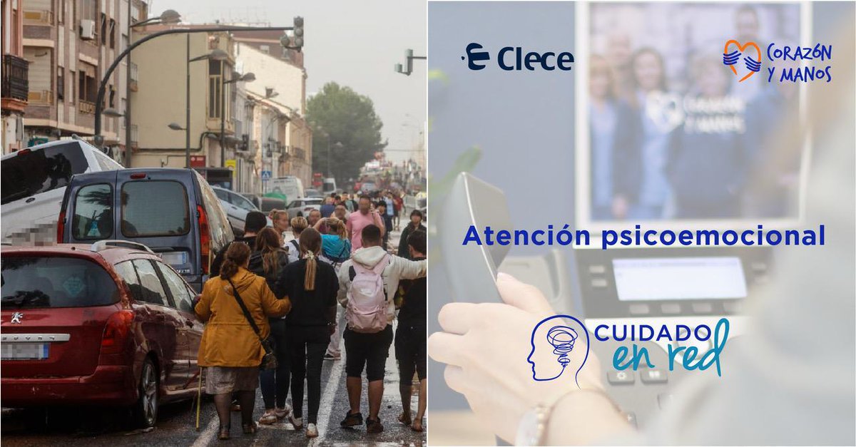 Transmitimos nuestras más sinceras condolencias a los seres queridos de los fallecidos en la grave tragedia causada por la #DANA. Desde #Clece y <a href="/corazon_manos/">Asociación Corazón y Manos</a> hemos facilitado un servicio gratuito de atención psicoemocional para cualquier persona afectada que lo necesite.