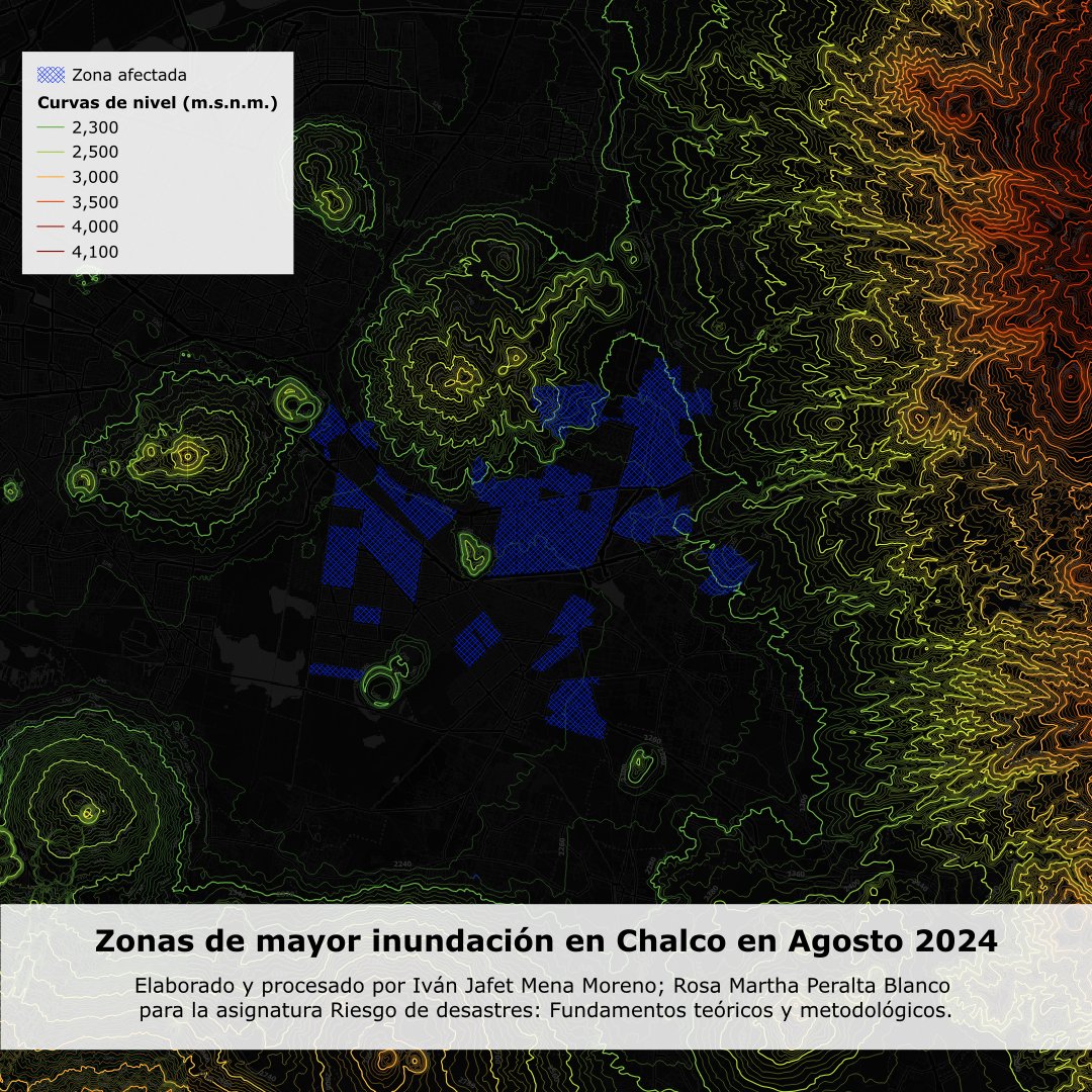 GeoEnYucatan's tweet photo. #30DayMapChallenge: Líneas. Reflexión del papel de la hipsometría en las inundaciones de Chalco ante las lluvias extremas de este año. Estos temas y más los estudiamos en la Licenciatura en Geografía Aplicada en @ENES_Merida +Info https://t.co/SsUkA64Apk https://t.co/iDKzEoKjFV