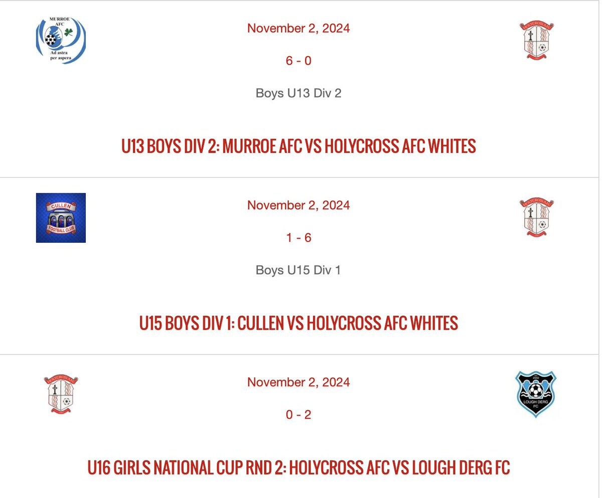 Holycross_afc's tweet photo. Results over the weekend https://t.co/AzbwwOt5Fe