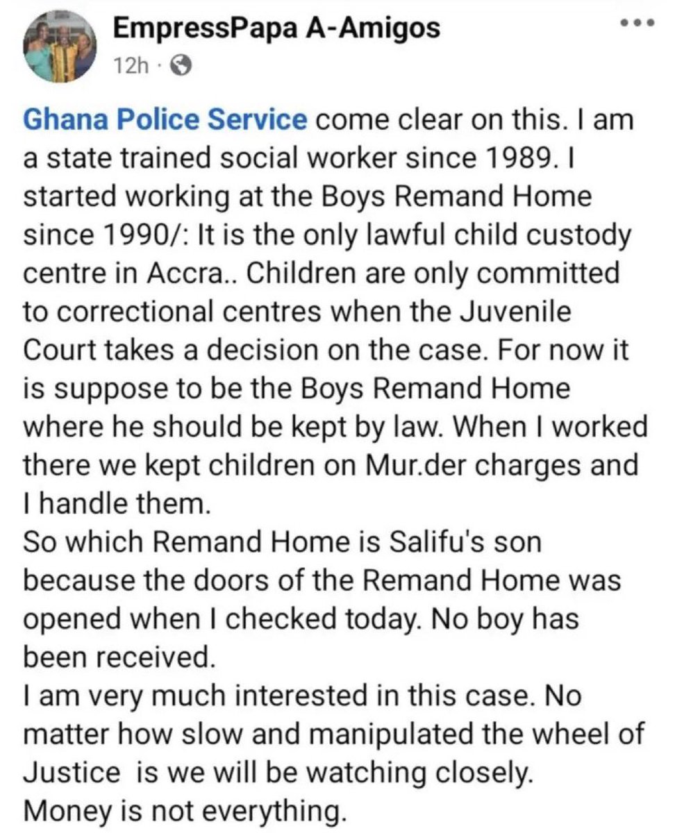 SIKAOFFICIAL1's tweet photo. A supposed social worker at the Boy’s Remand Centre, has denied the presence of Salifu Amoako’s son there, expressing shock since it's the only juvenile correctional center in Accra. https://t.co/mTnYOjWHww