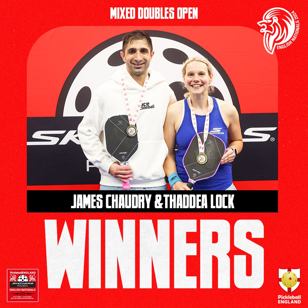 The final champions 🥇

Thaddea Lock and James Chaudry avenge their defeat in last year's final to triumph in the Mixed Doubles Open.

#SkechersEnglishNationals | <a href="/SKECHERS_UK/">SKECHERS_UK</a> | <a href="/FranklinSports/">Franklin Sports</a>