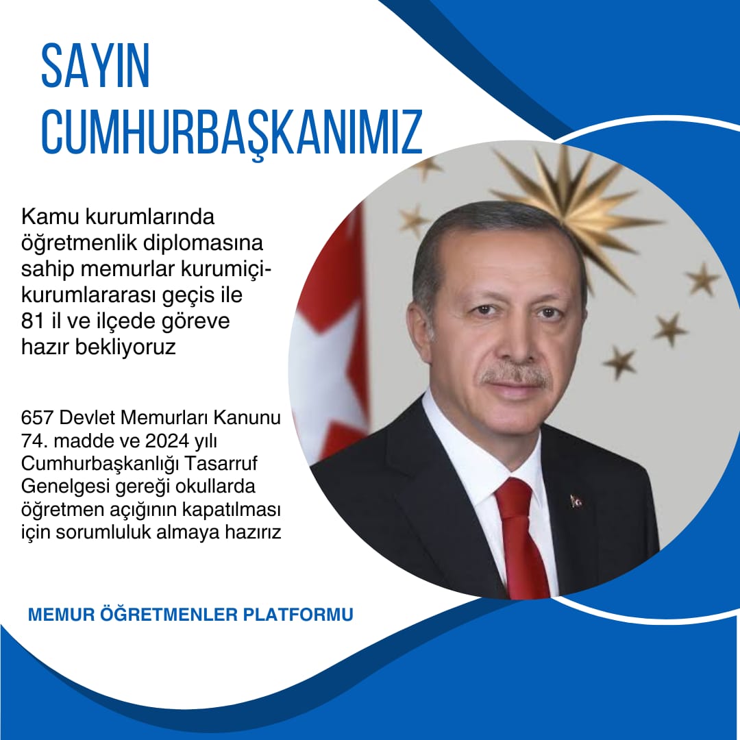 <a href="/MemurOgrtmnEcir/">MemurÖğretmenEcirSert</a> <a href="/RTErdogan/">Recep Tayyip Erdoğan</a> <a href="/TBMMresmi/">TBMM</a> <a href="/tcbestepe/">T.C. Cumhurbaşkanlığı</a> <a href="/CBegitimogretim/">TCCB EĞİTİM VE ÖĞRETİM POLİTİKALARI KURULU</a> <a href="/cbsbb/">T.C. Cumhurbaşkanlığı Strateji ve Bütçe Başkanlığı</a> <a href="/Akparti/">AK Parti</a> <a href="/memetsimsek/">Mehmet Simsek</a> <a href="/Yusuf__Tekin/">Yusuf Tekin</a> <a href="/_aliyalcin_/">Ali YALÇIN</a> <a href="/talatyavuz29/">Talat YAVUZ</a> <a href="/EgitimBirSen/">Eğitim-Bir-Sen</a> #CBMemurÖğretmeneKontenjan
✅2022-2023 ve 2024 ÖABT puanı ile,
✅Kamuda verimli istihdam bekleyen,
✅Öğretmen açığına kalıcı çözüm,
✅Eğitim fakültesi mezunu,
✅ <a href="/tcmeb/">Millî Eğitim Bakanlığı</a> alternatif çözüm sunuyoruz
Bb
