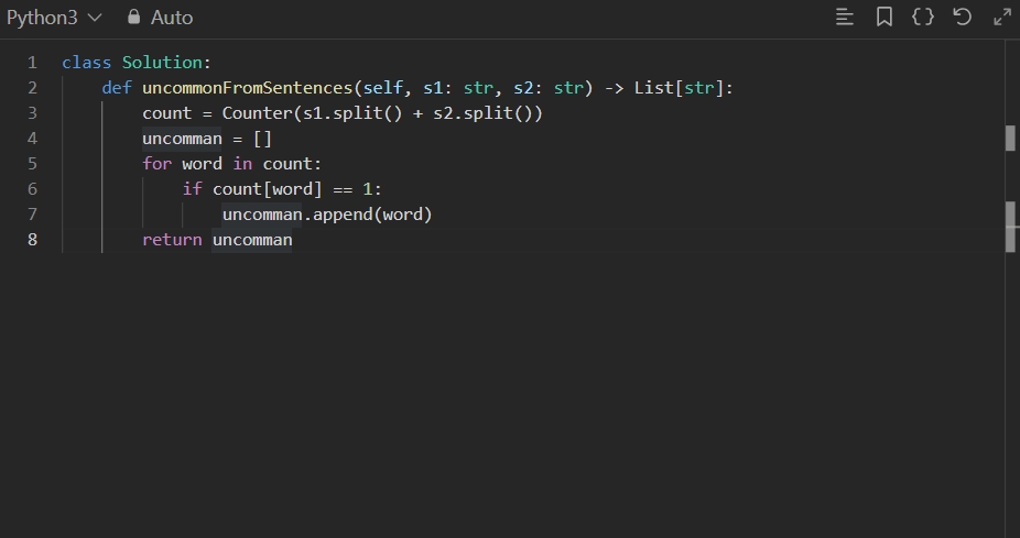 imDarshanGK's tweet photo. π Given two sentences, the task is to find words that appear exactly once in either of the sentences but not in both.
#Coding #LeetCode #Python #ProgrammingChallenge #ProblemSolving #Algorithms #SoftwareDevelopment #TechCommunity https://t.co/DIaC1x7Qyp