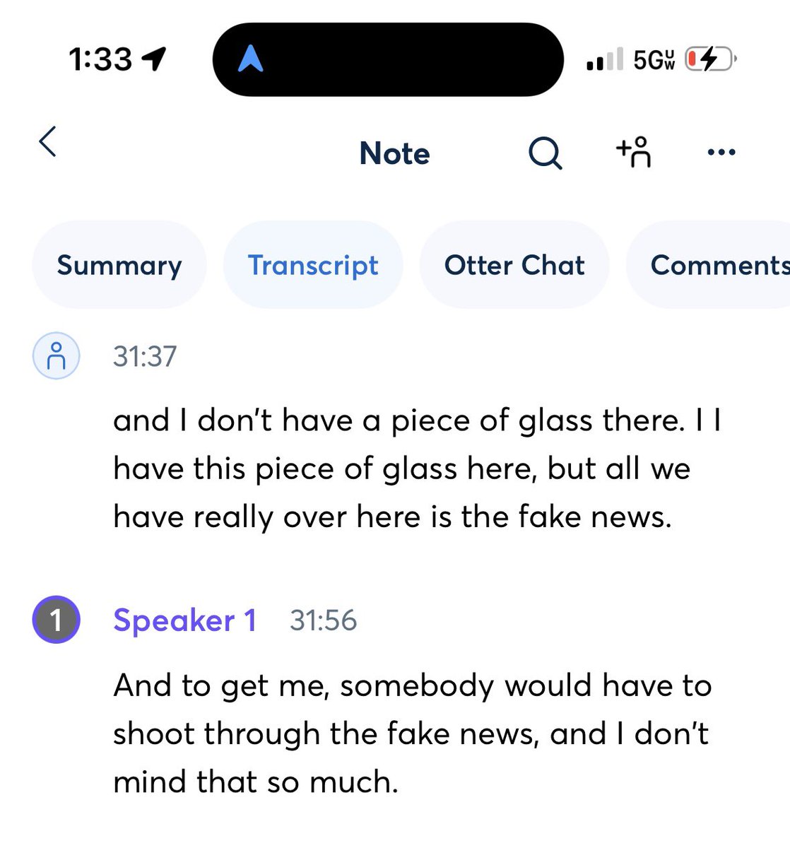 Trump campaign just put out a statement re: Trump’s comment about members of the media getting shot. Here’s also the transcription. “To get me somebody would have to shoot through the fake news and I don’t mind that so much.”