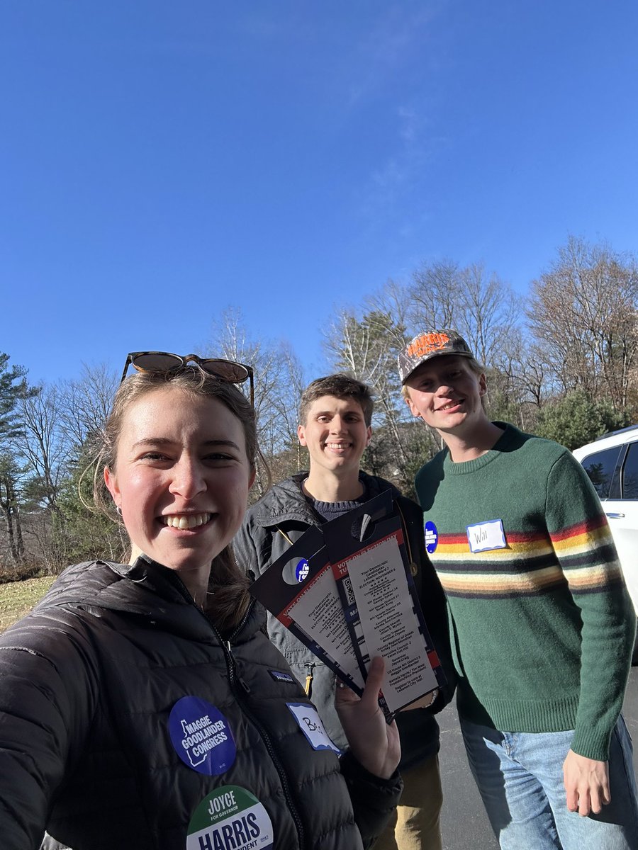 <a href="/AnnMcLaneKuster/">Annie Kuster</a> Great morning getting Lebanon out to vote for <a href="/MaggieG603/">Maggie Goodlander</a> <a href="/JoyceCraigNH/">Joyce Craig</a> <a href="/KamalaHarris/">Kamala Harris</a> with <a href="/PrescottHerzog/">Prescott Herzog</a> and <a href="/AnnMcLaneKuster/">Annie Kuster</a> ‼️#nhpolitics #2days😱