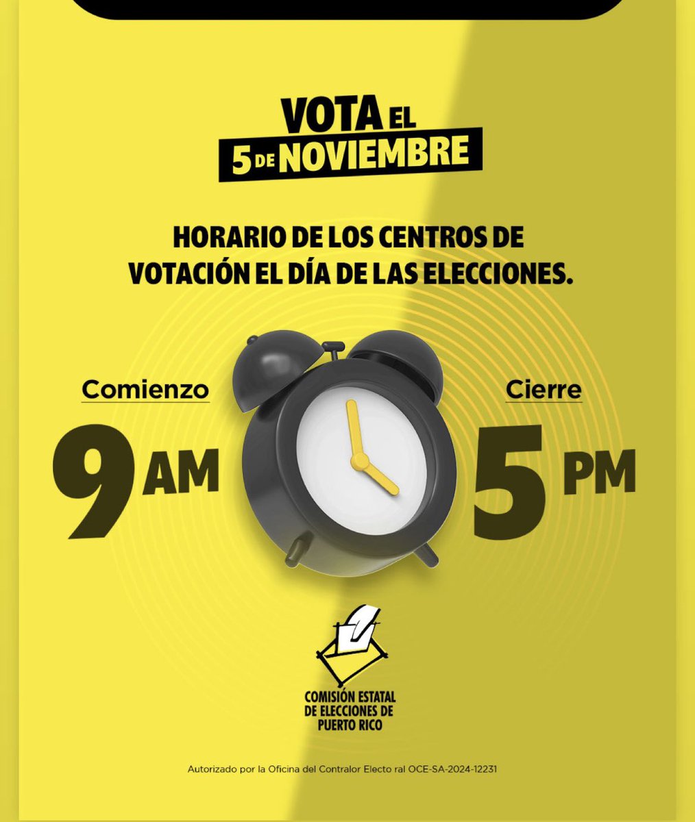 IMPORTANTE!!!! Según la CEE, debes rellenar el cuadrante en vez de hacer una X.  Recuerda que los colegios abren a las 9am hasta las 5pm.