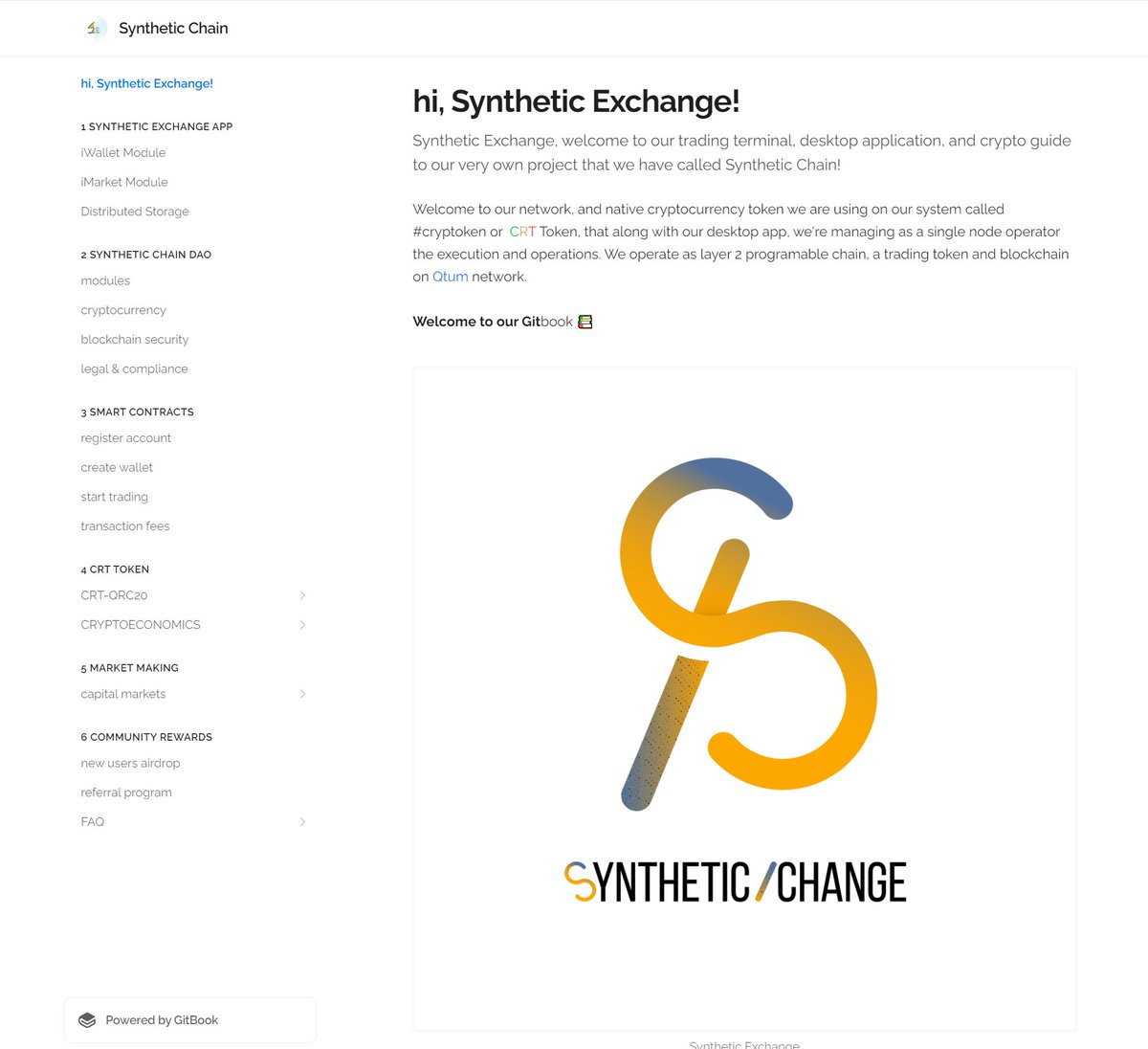 crt_token's tweet image. Synthetic chain documents page is now available on #Gitbook📚 @GitBookIO
1⃣ SYNTHETIC EXCHANGE APP
2⃣ SYNTHETIC CHAIN DAO
3⃣ SMART CONTRACTS
4⃣ CRT TOKEN
5⃣ MARKET MAKING
6⃣ COMMUNITY REWARDS
$sX #Synthetic_Exchange #Bitcoin $btcusd #defi #cryptotrading #cryptohedge #hedgefund…