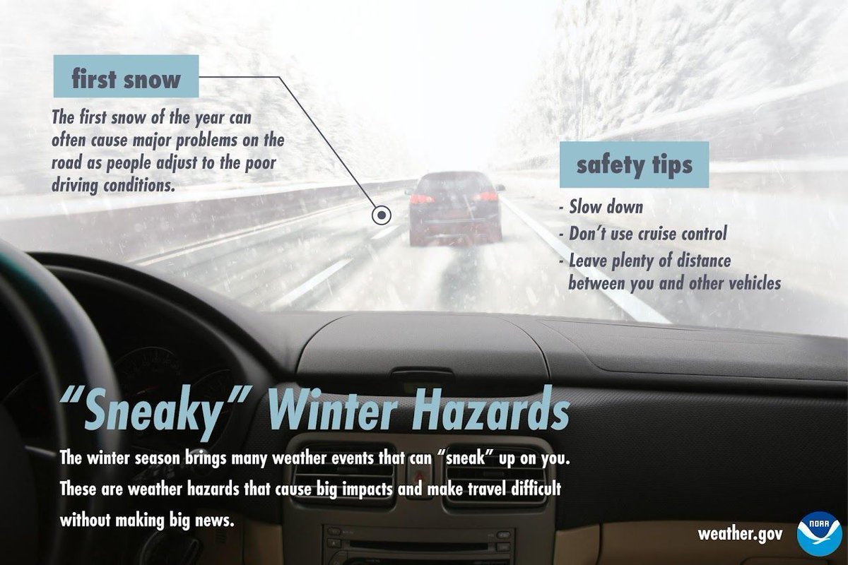 With snow forecast for portions of northern &amp; central NM tonight &amp; Monday, it's important to remember how sneaky those winter travel hazards can be.

✅ Slow down!
✅ Allow more time to reach your destination
✅ Consider delaying your travel to Tuesday

#NMwx