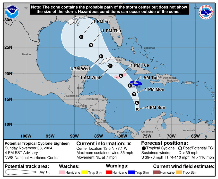LimWeather's tweet photo. #Invest97L now #PTC18,to peak at 80mph+ C1 #Hurricane as it heads for #Jamaica,#caymanislands,W #Cuba,#Louisiana,#Mississippi
All interests there need to start preps now!
#wxtwitter #Wxx #tropicswx #HurircaneSeason2024 #HurricaneSeason #AL97 #97L #HurricaneRafael #Rafael https://t.co/giAcJp9Uil