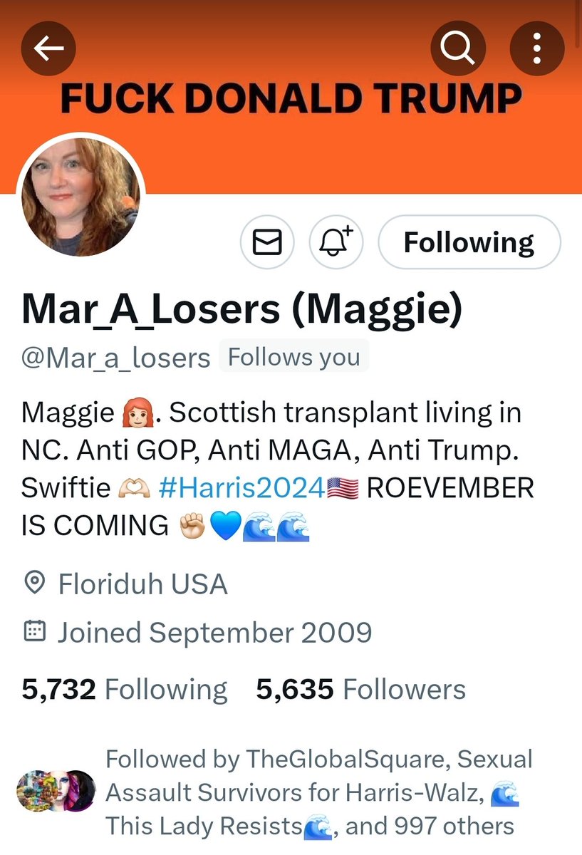 (@Mar_a_losers) is a like-minded member of our community. Creating new connections is paramount nowadays. Check out the attached X's bio and say 👋 and consider giving a 👣.
Also, like and retweet to increase visibility of the post.
#StrongTogether #VoteBlueDownBallotInNov24