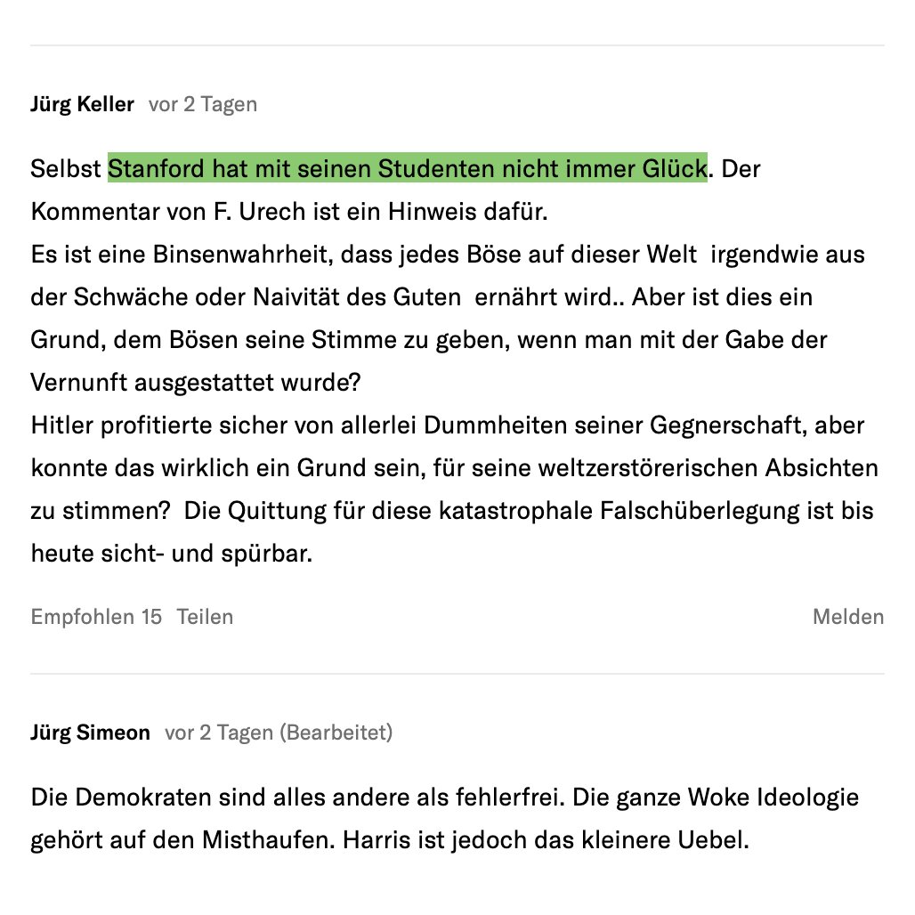 FredericUrech's tweet photo. 2. "Dies ist eine klare Entscheidung zwischen Gut und Böse. Und überhaupt! Wieso erhält jemand, der das Böse unterstützt, überhaupt einen Studienplatz?!" https://t.co/LEywCM8XkB